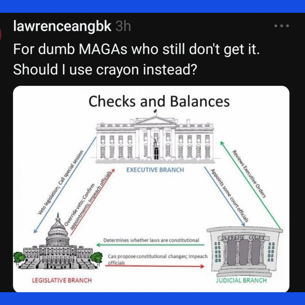 Diagram that shows checks and balances between the three branches of government. 