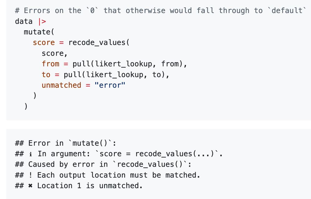Using the `unmatched` argument of `recode_values()` to error on unmatched values rather than falling through to `default`