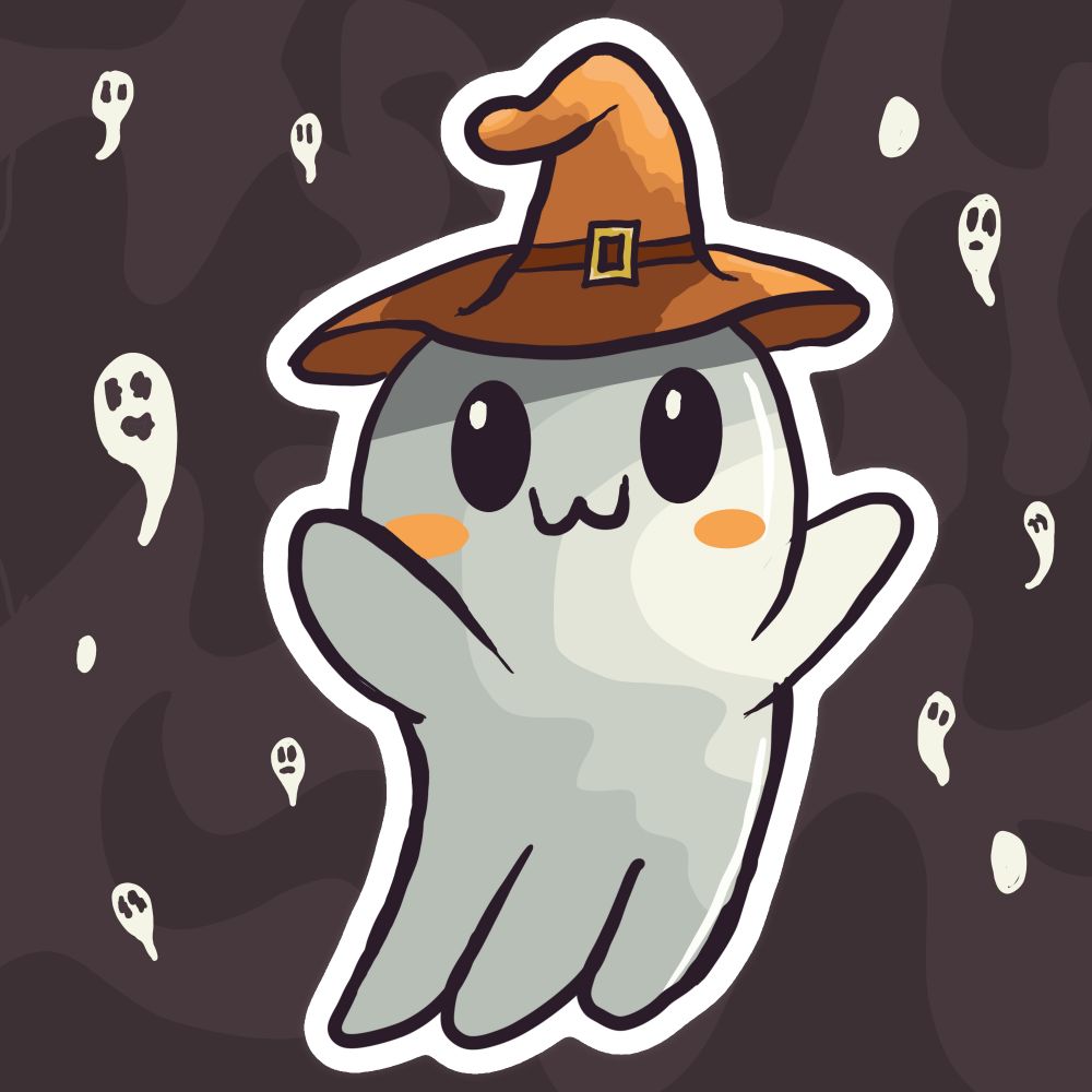 Cute little ghost guy with a hat