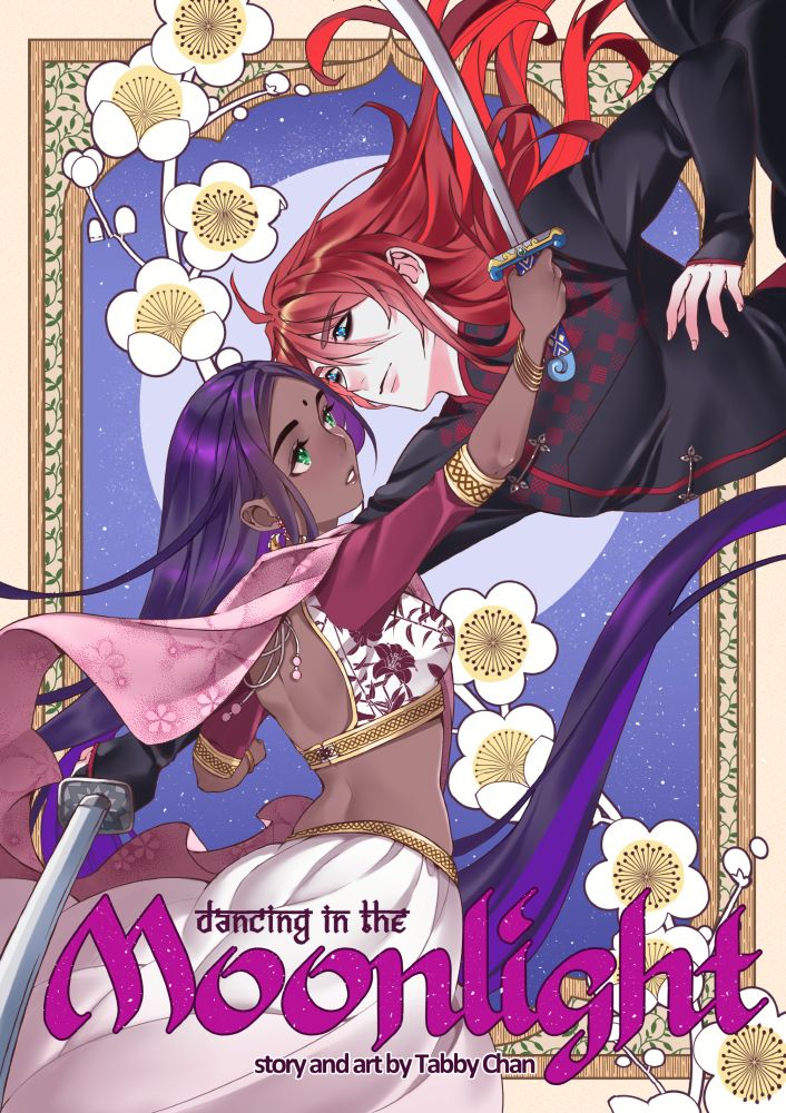 Capa da história curta Dancing in the Moonlight, com meus OCs Rani e Hayami