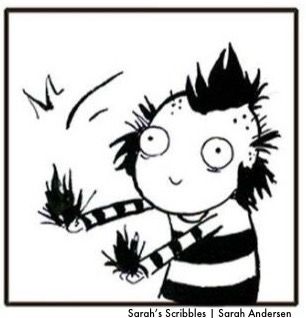 Black and white cartoon drawing of a stressed person ripping out their hair with a blank look on their face