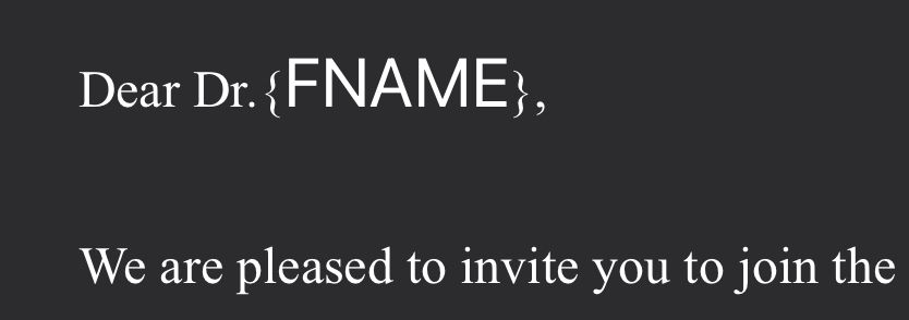 Screengrab of the beginning of a spam email that says Dear Dr. {FNAME}