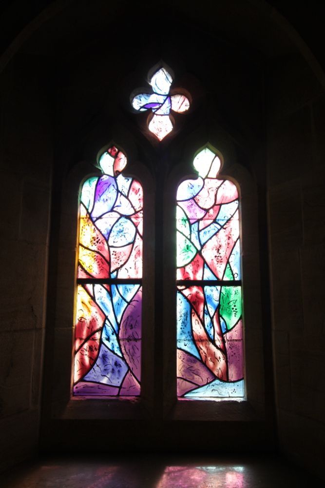 Marc Chagall stained glass window in All Saints church, Tudeley, Kent