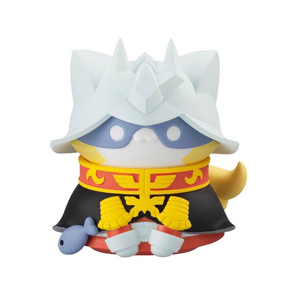figure of a small yellow cat wearing char's outfit