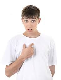 guy pointing at himself looking unsure