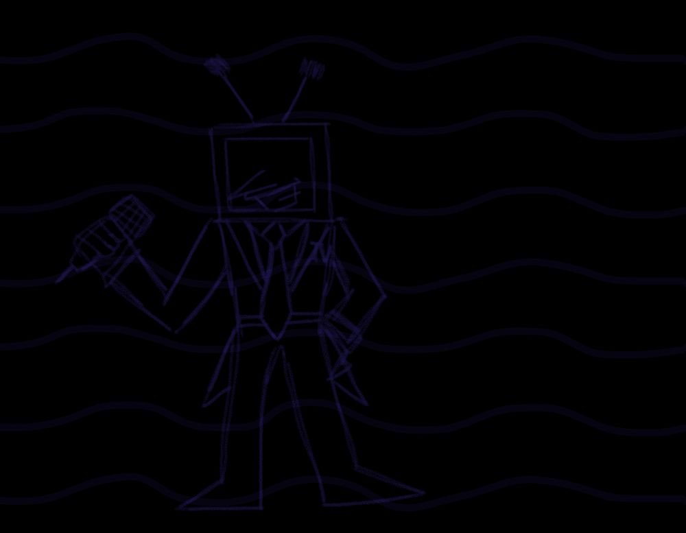 a drawing of tenna, done by HERO_SWORD in a wall of the dump area of waterfall with their sword.