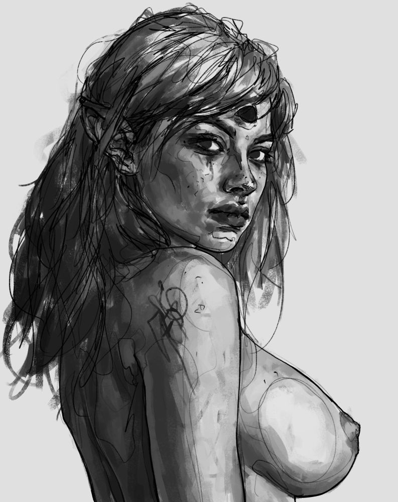 Nsfw sketch of a female Monk from Dungeons and Dragons