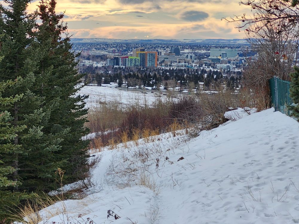 From the public path off of Edelweiss Drive NW on the eastern side of the Pointe