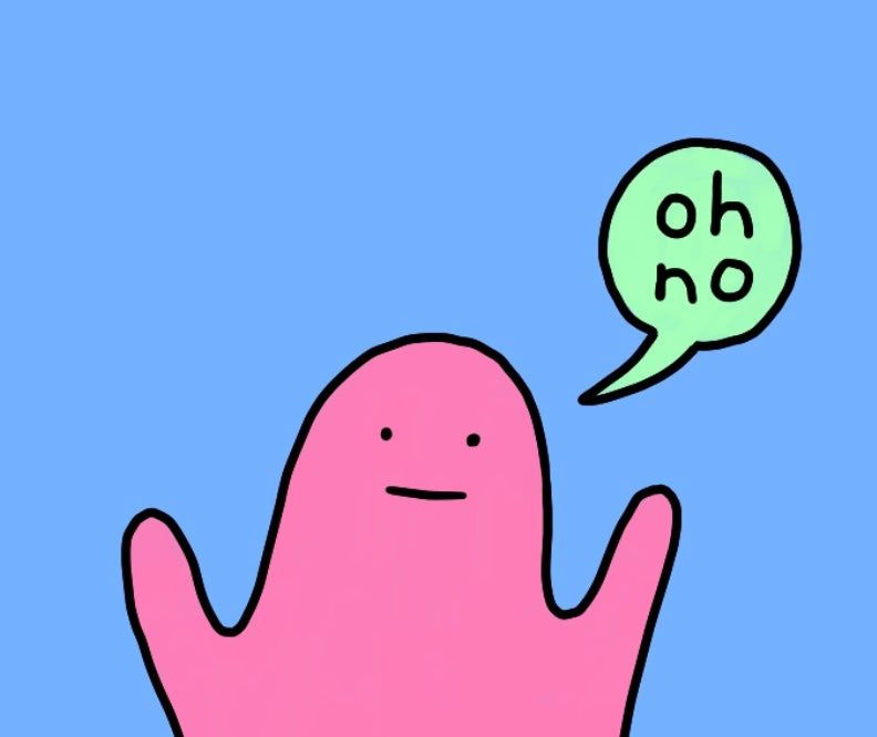 A cartoon in which the character says "oh no".