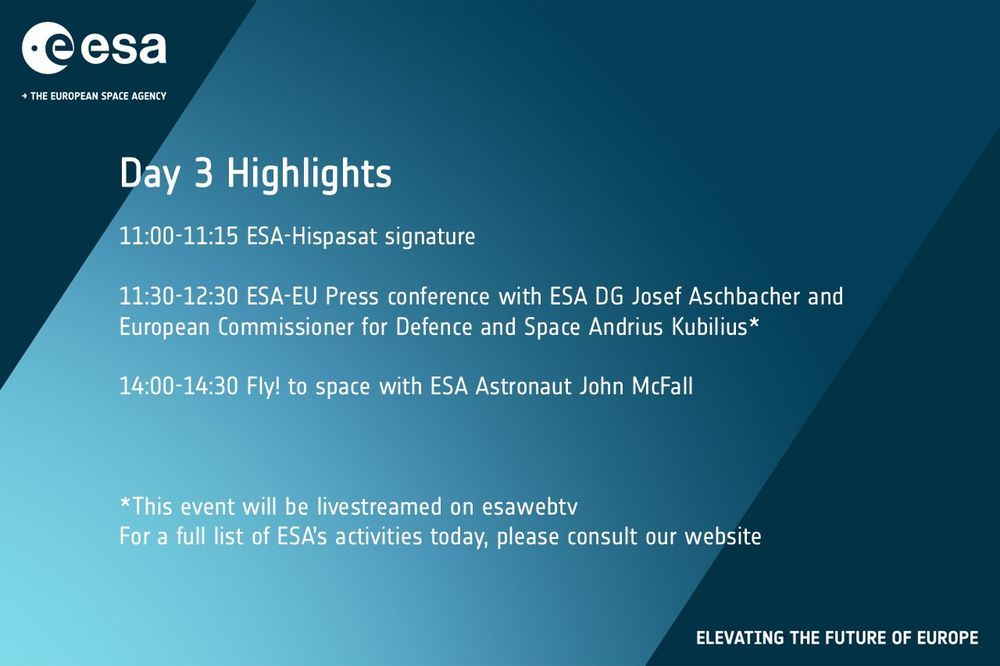 La scheda ESA riporta i principali appuntamenti al Paris Air Show a Le Bourget.