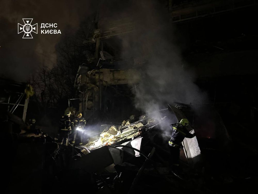 Damaged building after Russian missile attack in Kyiv