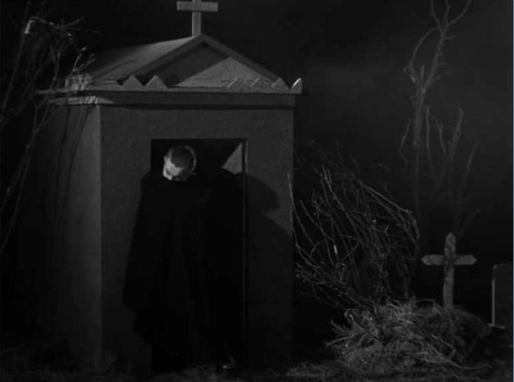 A dentist who is not Bela Lugosi emerges from a tomb in PLAN 9 FROM OUTER SPACE