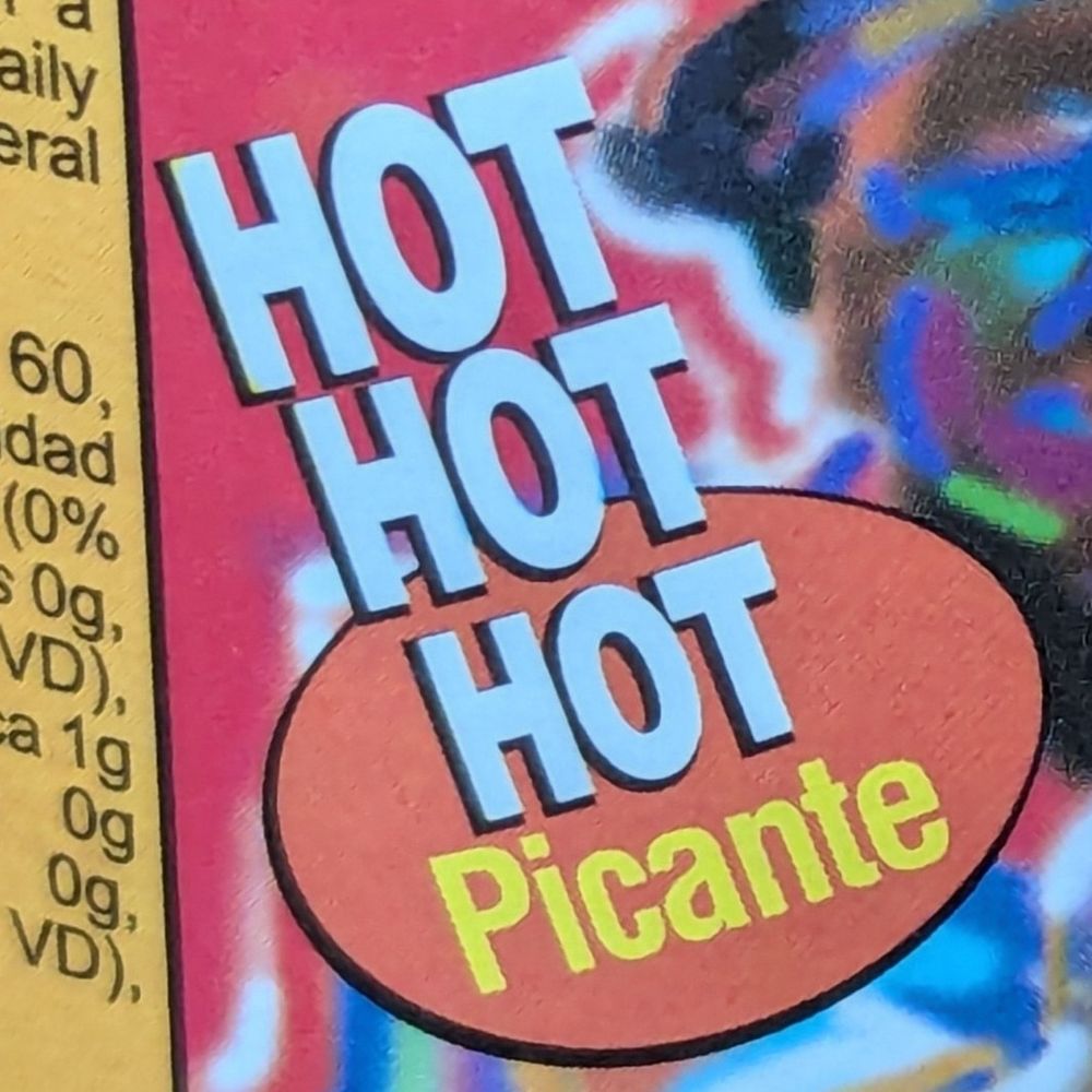 The label says:

Hot
Hot
Hot
Picante