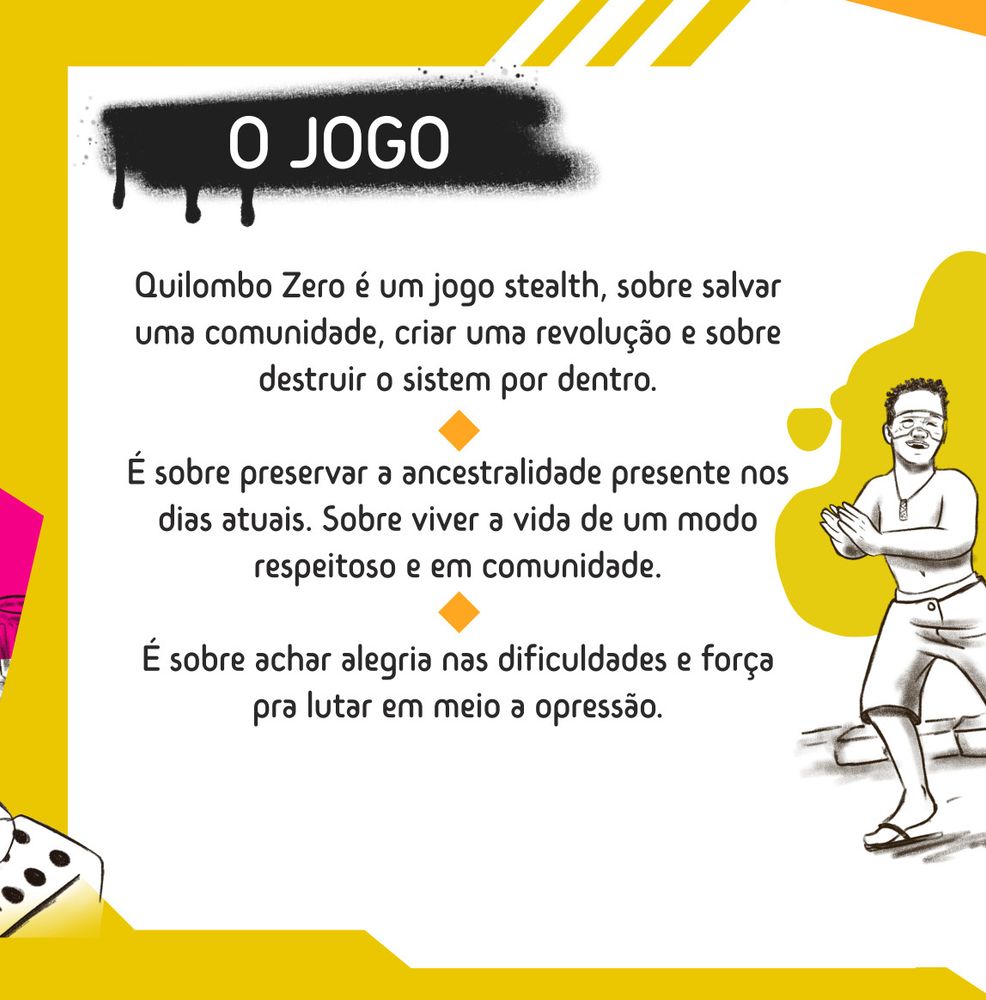 Explicação sobre o jogo: Introdução. Tem um garoto sem camisa, usando colar e óculos. Enquanto dança vestindo bermuda e sandálias.