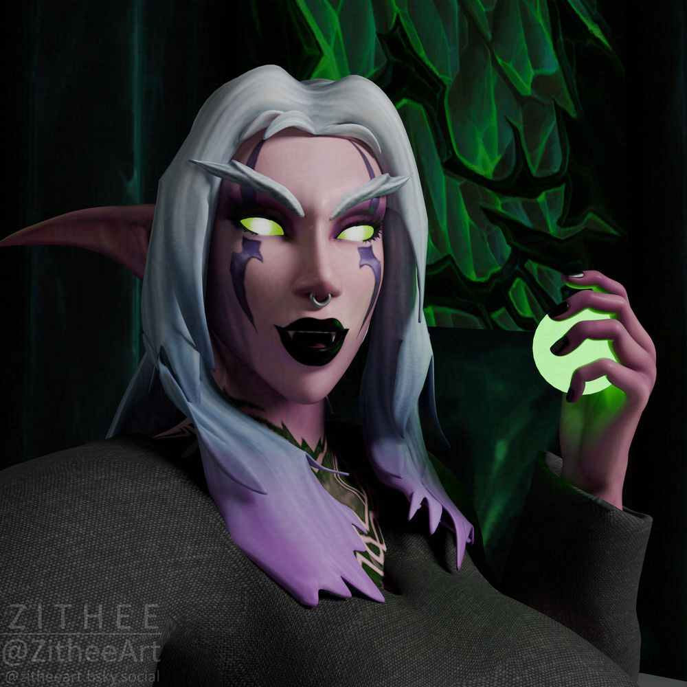 Mavely Evenarrow (OC by @mavely.bsky.social ) wielding fel magic.
















Oh btw April Fools!