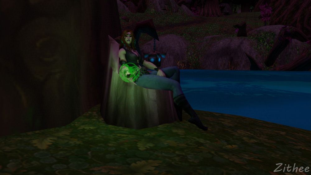 Elf sitting on a treestump