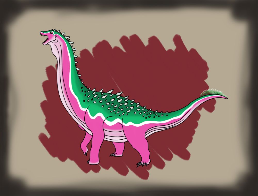 Shingopana songwensis with head raised bellowing out