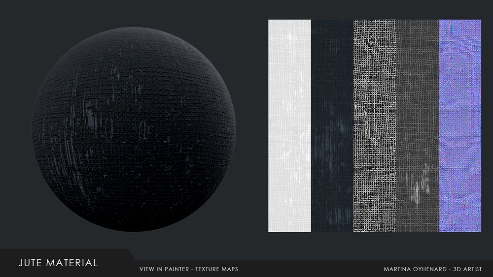 Jute material sphere. Texture maps