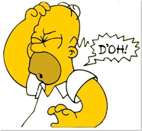 Cartoon image of Homer Simpson slapping his head and saying 