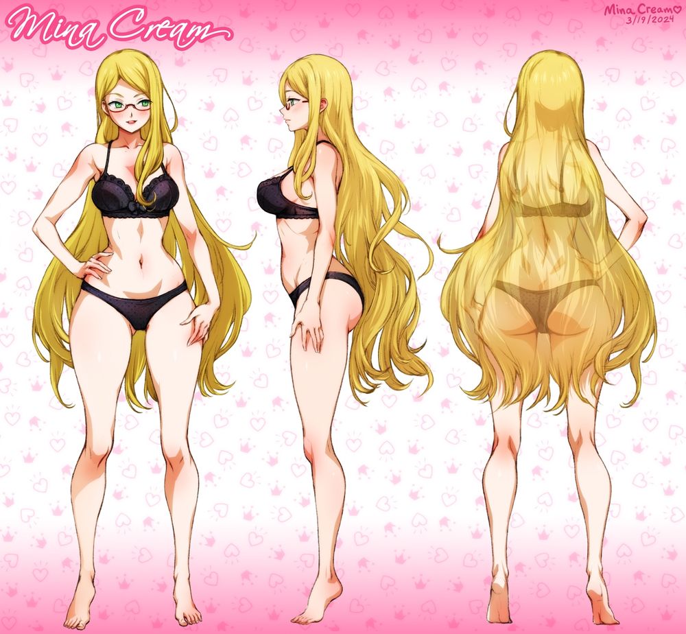 Queen Mina OC Character wearing black lingerie