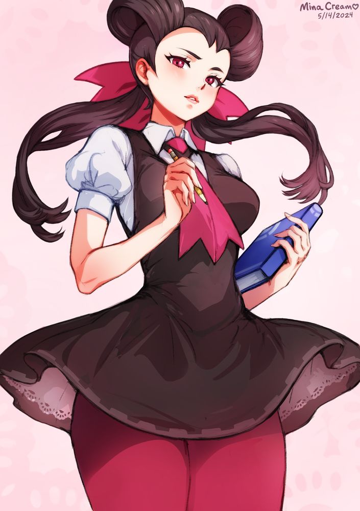 Book in hand and pencil poised, Gym Leader Roxanne prepares to study her opponents - every move, every weakness, meticulously noted.