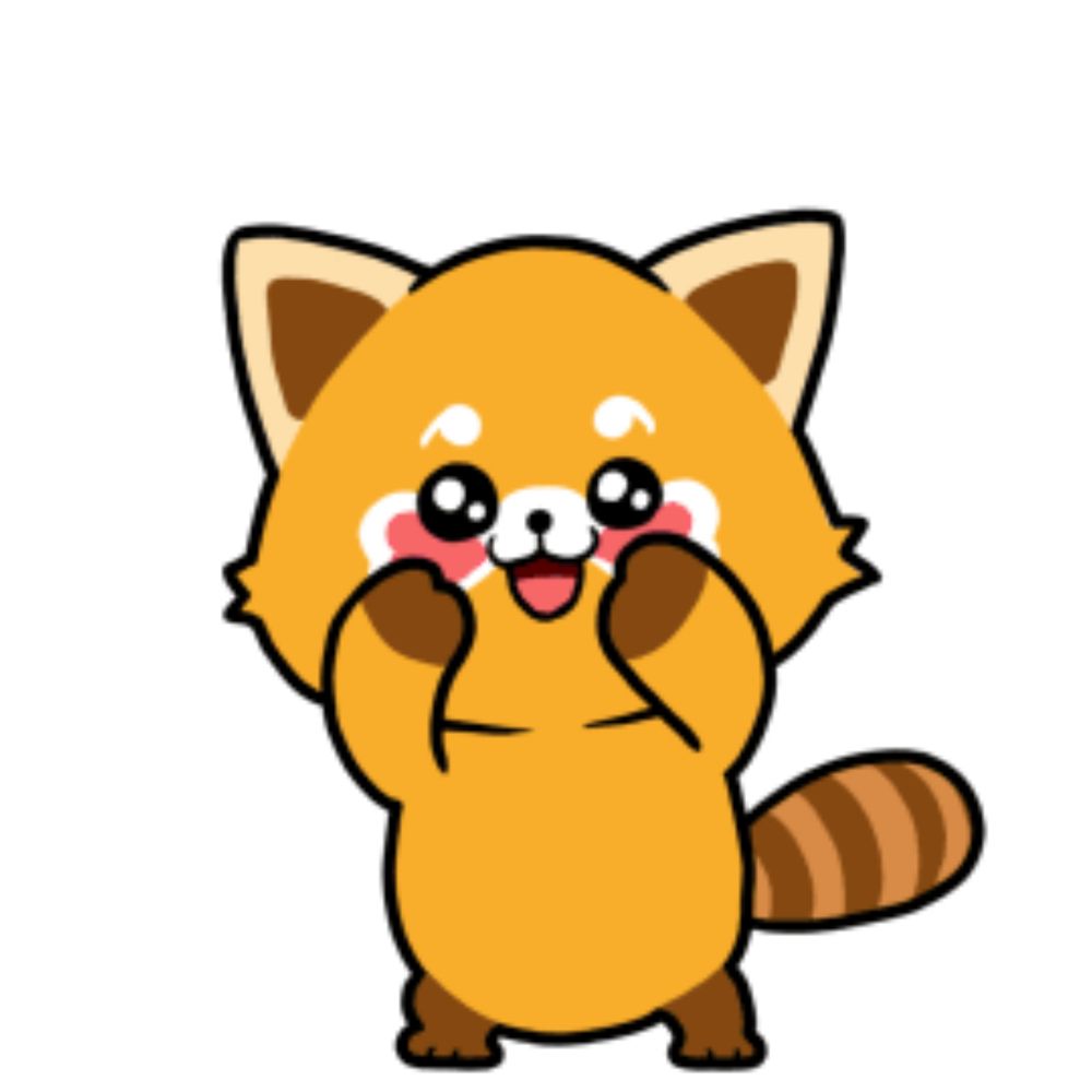 a cartoon illustration of a red panda with hearts around it