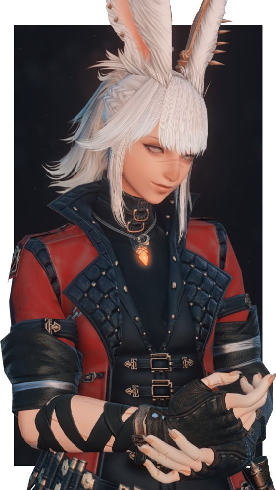 waist up portrait of my viera wol sonnet, adjusting her gloves