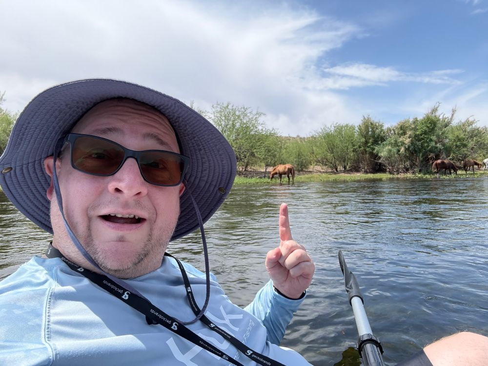 Selfie with the Salt River wild horses in the background. 