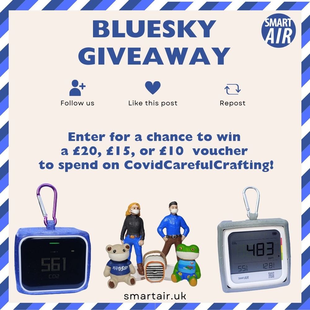 Follow us, like this post and repost for a chance of winning. Prizes include vouchers of £20, £15 or £10 to spend on Etsy shop CovidCarefulCrafting.