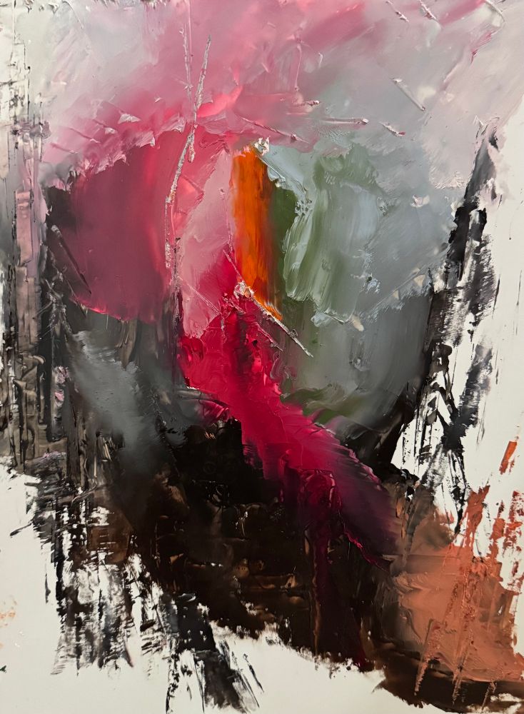An organic style abstract oil painting with vivid colors centered between neutrals.

Last week's post on loss garnered a lot of wonderful reflection from readers and followers.  People letting go, people embracing empty spaces, people valuing connection and depth and eschewing non-reciprocal relationships and situations.  And for the most part, we all agreed that seeing our way past loss on a larger scale (the chaotic present world) was perhaps an unravelable tangle.
So when this piece appeared on the easel, and the Tolkien quote decided to become attached to it, I was struck by the concept of endings and finality, of moving past what our hearts desire an into a calm curiosity about what's next?

To use Tolkien's words as a launch pad, perhaps we are in the fire now, globally and also (some of us) personally.  It's hot, it's uncomfortable and dragons live a long, long time.  It is hard to think of snow when we're sitting in the fire.  But the snow will come, the dragons will have their endings and a new era will unfold.

That doesn't change the need to react to fire and dragons now, no no no!  We must!  And we do.  But it does mean we can also begin to allow our curiosity about what comes afterward to blossom and grow.  To make a space for something else , even if that something may take a long time in coming.