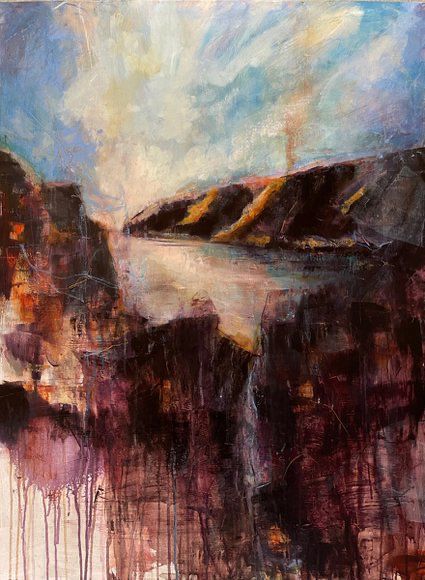 An abstracted view of the Columbia River Gorge.

The poem continues:

“Sometimes with
the bones of the black
sticks left when the fire
has gone out

someone has written
something new
in the ashes of your life.

You are not leaving.
Even as the light fades quickly now,
you are arriving.” 

This theme, finding newness in the ashes, has resonated with me for a long time.  

It is easy to see the loss in all that has burned down (literally or figuratively).  Where we live, the scars of wildfires are deep and vast, jaw-dropping.

The challenge is to see the newness there - the beginning, the arrival.  If I look with those eyes, that “indescribable wedge of freedom” is right there.