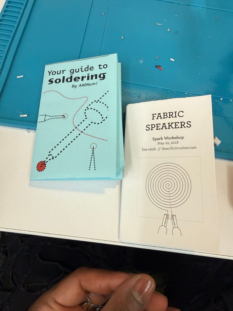 Your guide to soldering
By AADHum!

FABRIC SPEAKERS
Spark Workshop
May 22, 2018
liza stark // thesoftcircuiteer.net