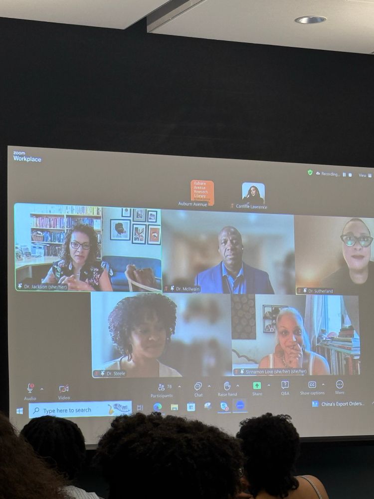 Sarah Jackson on screen during her talk in a panel “A Black History of the Web” alongside a few other speakers:

Charlton McIlwain, NYU
Catherine Knight Steele, University of Maryland
Tonia Sutherland, UCLA
Sinnamon Love, BIPOC Adult Collective