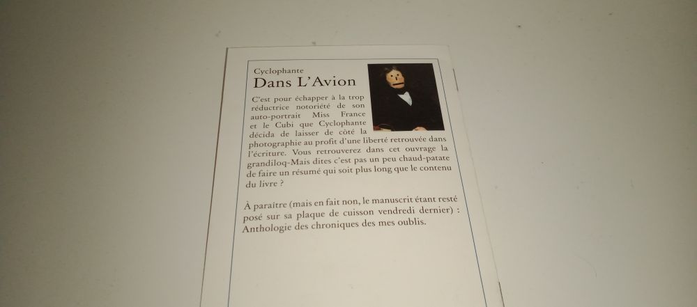"Dans l'avion " d'un certain Cyclophante aux éditions SD