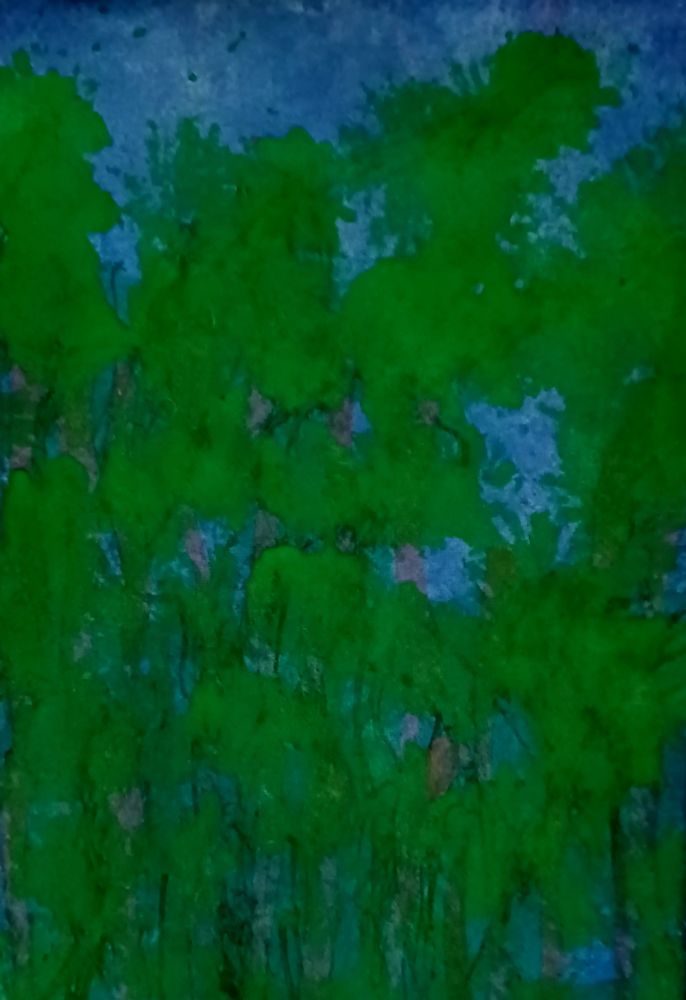 "Scrying Trees" - a watercolor painting on handmade paper by Mary McIntyre (MMB-2025) 
