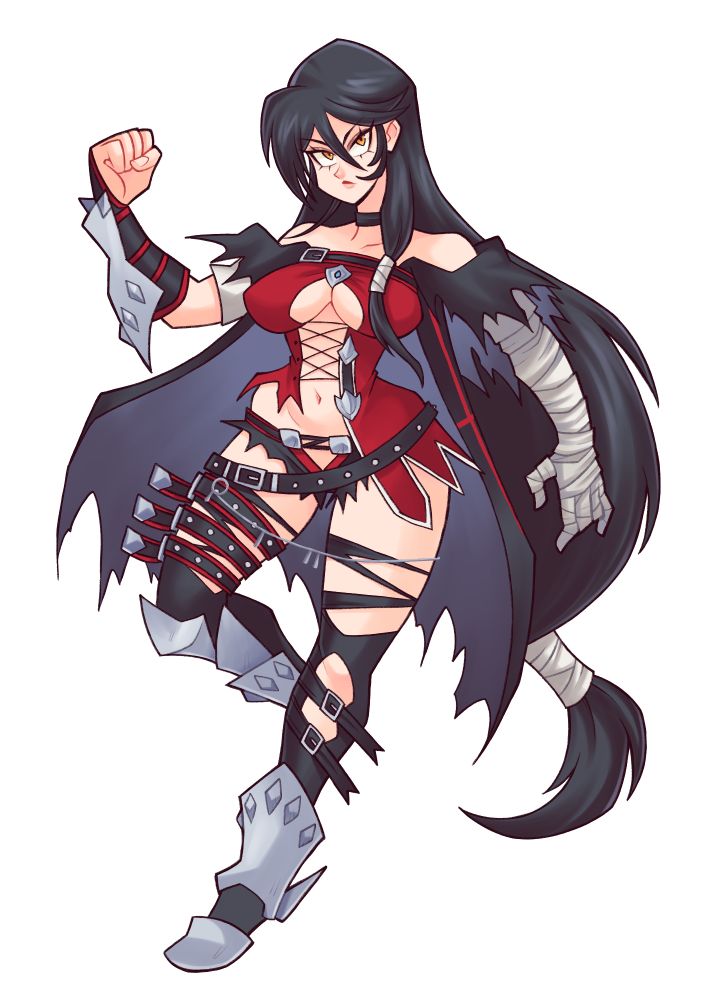 a digital cartoon drawing of Velvet crowe from tales of berseria