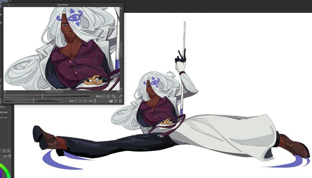 A redraw of the previous still, Venom’s hair flowing around as he strikes a dynamic pose.