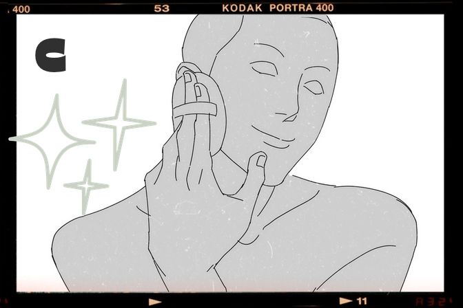 YCH Pose C -- A person applying powder with a makeup puff