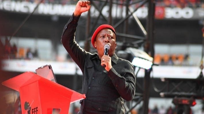 julius malema of south africa's economic freedom fighters party leading a rally in a chant of "kill the boer"