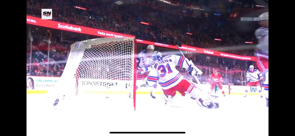 Soucy watching the puck roll past his goalie. Oh well. 