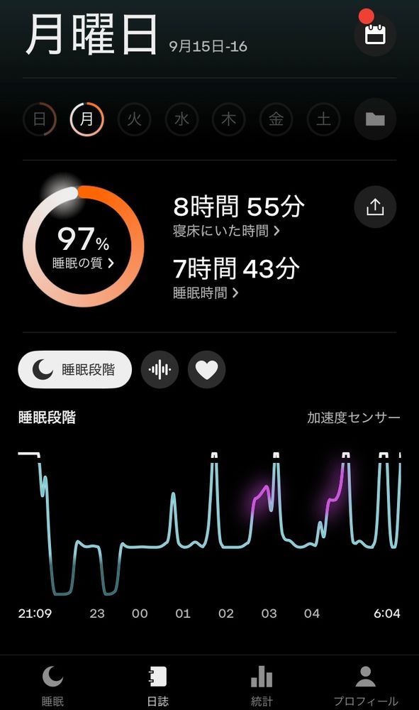 sleep cycle スクリーンショット