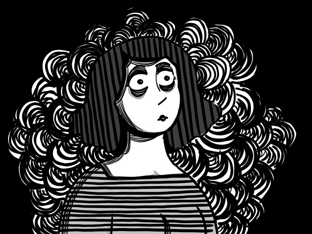 Greyscale self portrait on a field of shells