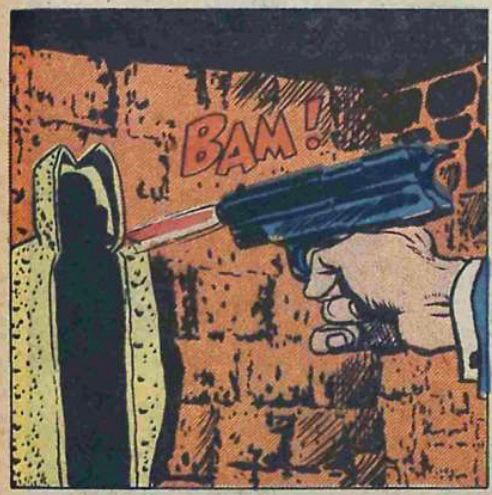 Panel from BLACK MAGIC #21

Here we see a hand holding a pistol that is firing into an open sarcophagus 