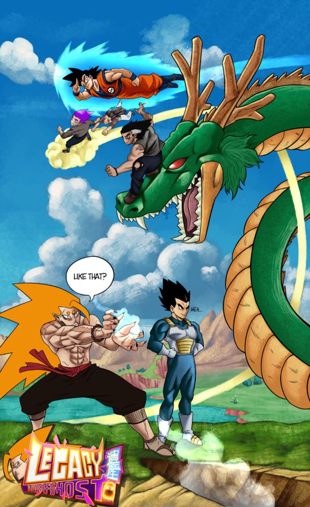 The Legacy crew hanging out with Goku, Vegeta, Shenlong and Kintoun! 