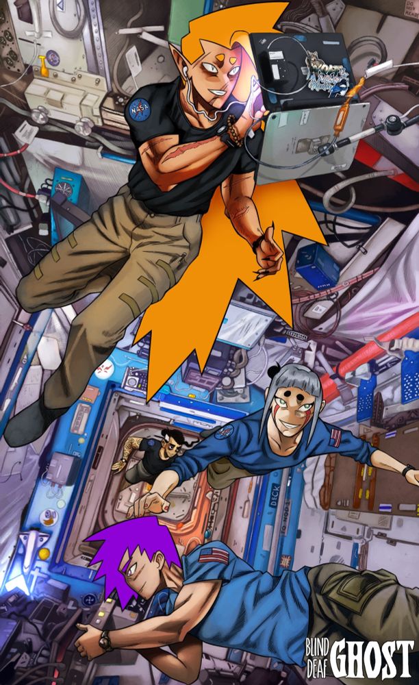 The Legacy Crew floating aboard the ISS