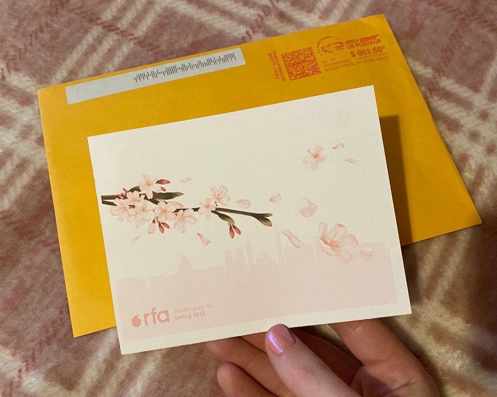 QSL Card from Radio Free Asia of Cherry Blossom