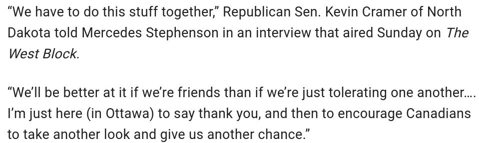 Republican senator asking Canadians to give the US another chance.
