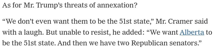 Republican senator joking about Alberta as the 51st state.