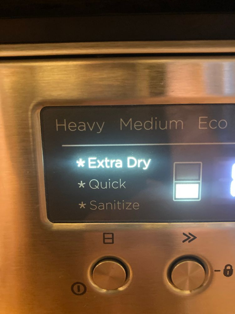 The display on my dishwasher showing a setting called 