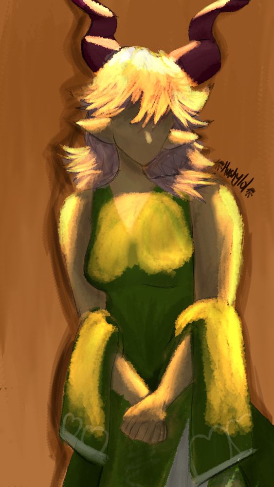 A markhor girl attending a ball while golden light shines on her :3
(Idk either vro)